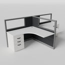 Knoll Reff Glass Panel Workstation - L-Shaped - Set of 2 - Gray Frame / Black Panel / 50" / 5' x 5'