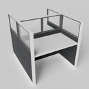 Knoll Reff Glass Panel Workstation - Straight - Set of 2 - White Frame / Black Panel / 65" / 60W x 30D