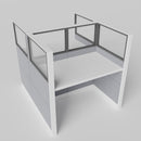 Knoll Reff Glass Panel Workstation - Straight - Set of 2 - White Frame / Gray Panel / 65" / 60W x 30D
