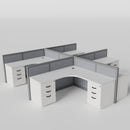 Steelcase Avenir Fabric Panel Workstation - L-Shaped - Set of 4 - Gray Frame / Gray Panel / 42" / 7' x 7'