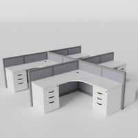 Steelcase Avenir Fabric Panel Workstation - L-Shaped - Set of 4 - Gray Frame / Gray Panel / 42" / 7' x 7'