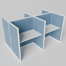 Steelcase Avenir Fabric Panel Workstation - Straight - Set of 4 - White Frame / Blue Panel / 53" / 48W x 30D