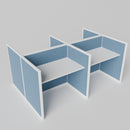 Steelcase Avenir Fabric Panel Workstation - Straight - Set of 4 - White Frame / Blue Panel / 42" / 48W x 30D