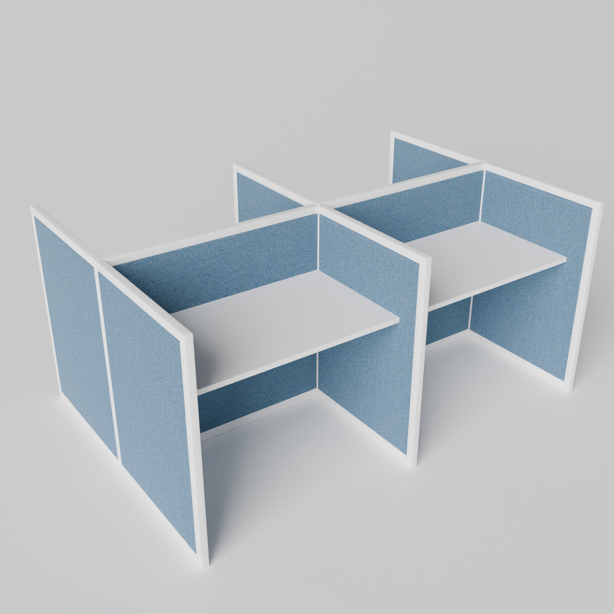 Steelcase Avenir Fabric Panel Workstation - Straight - Set of 4 - White Frame / Blue Panel / 42" / 48W x 30D
