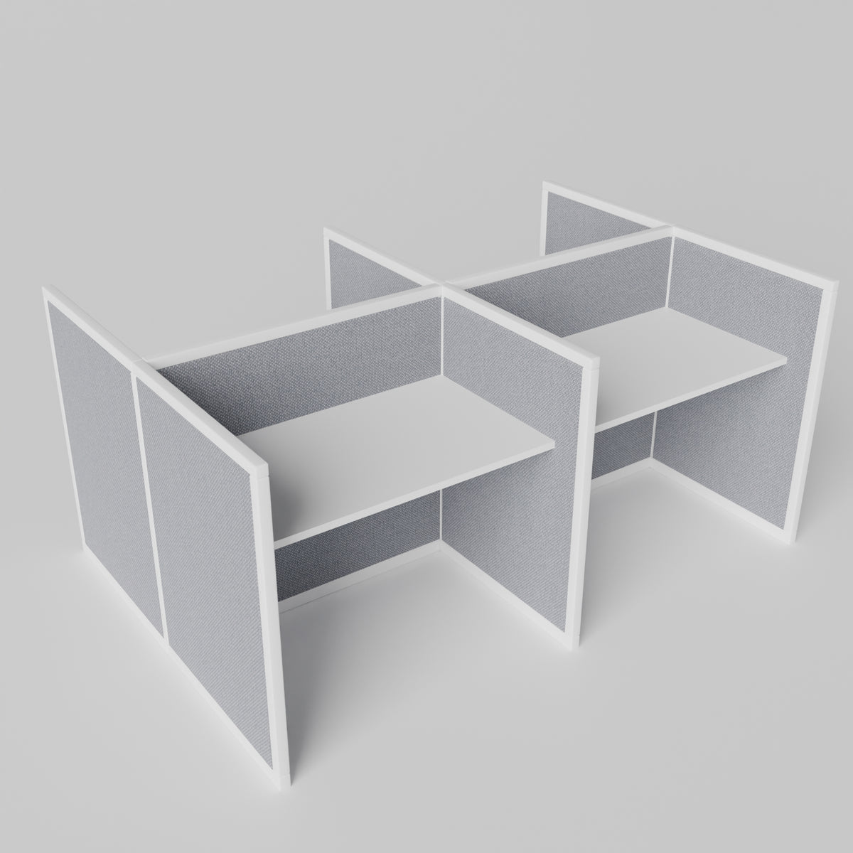 Steelcase Avenir Fabric Panel Workstation - Straight - Set of 4 - White Frame / Gray Panel / 42" / 48W x 30D