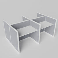 Steelcase Avenir Fabric Panel Workstation - Straight - Set of 4 - White Frame / Gray Panel / 42" / 48W x 30D