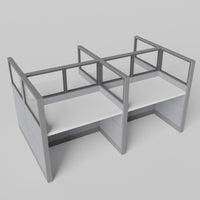Knoll Reff Glass Panel Workstation - Straight - Set of 4 - Gray Frame / Gray Panel / 65" / 60W x 30D