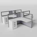 Knoll Reff Glass Panel Workstation - L-Shaped - Set of 4 - Gray Frame / Gray Panel / 50" / 5' x 5'