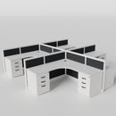Steelcase Avenir Fabric Panel Workstation - L-Shaped - Set of 4 - White Frame / Black Panel / 42" / 7' x 7'