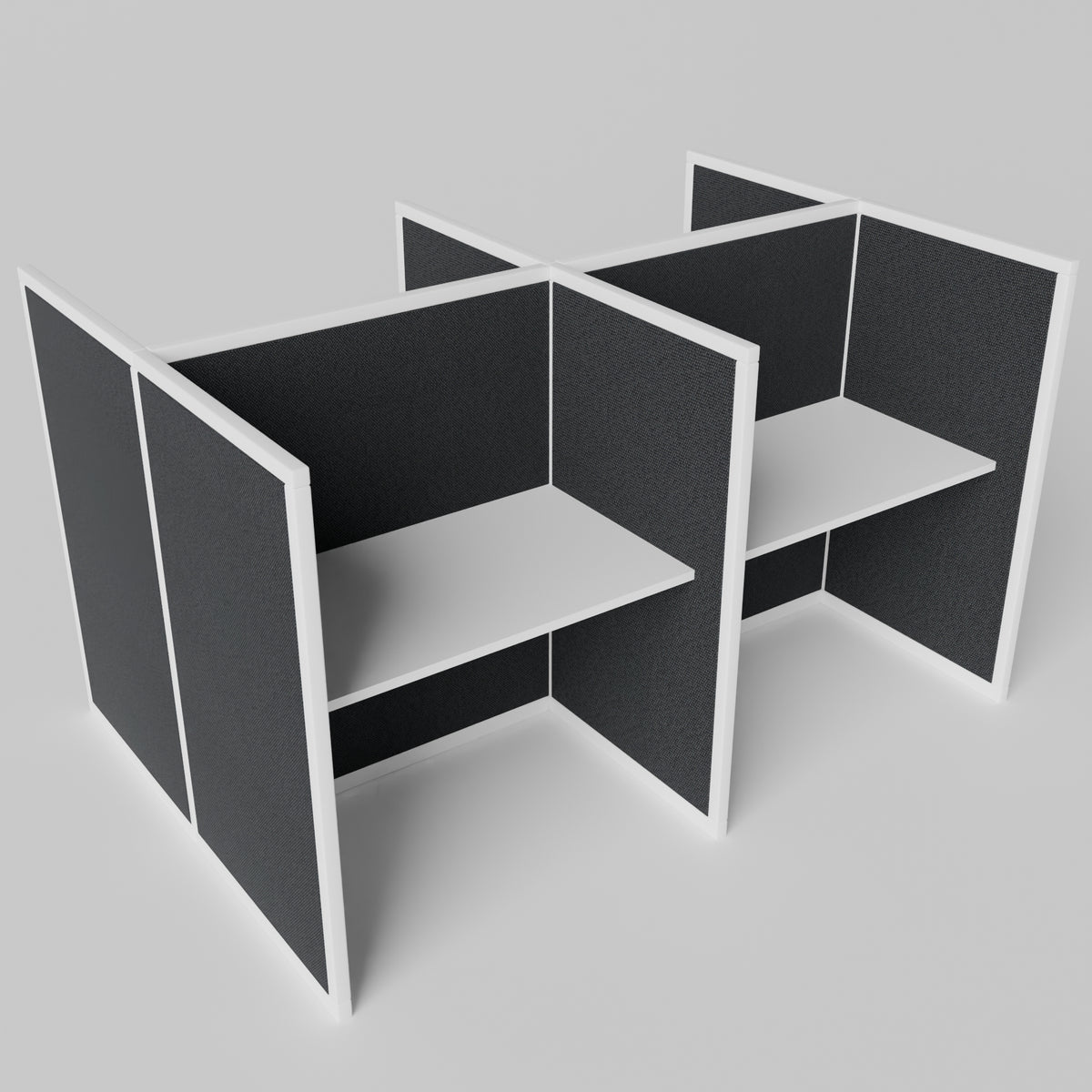Steelcase Avenir Fabric Panel Workstation - Straight - Set of 4 - White Frame / Black Panel / 53" / 48W x 30D