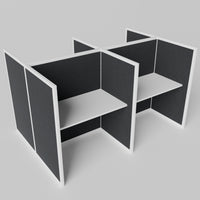 Steelcase Avenir Fabric Panel Workstation - Straight - Set of 4 - White Frame / Black Panel / 53" / 48W x 30D