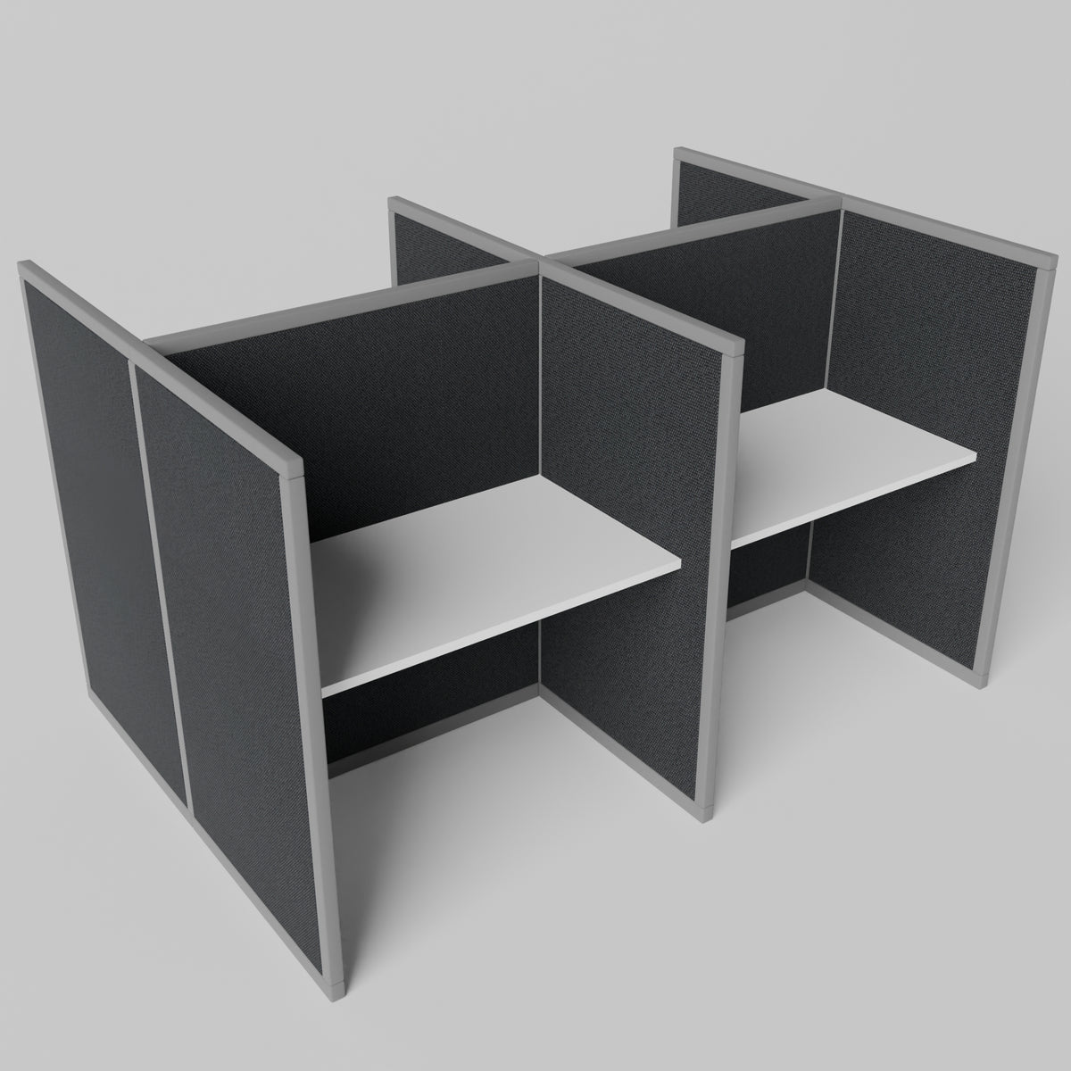 Steelcase Avenir Fabric Panel Workstation - Straight - Set of 4 - Gray Frame / Black Panel / 53" / 48W x 30D