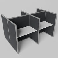 Steelcase Avenir Fabric Panel Workstation - Straight - Set of 4 - Gray Frame / Black Panel / 53" / 48W x 30D