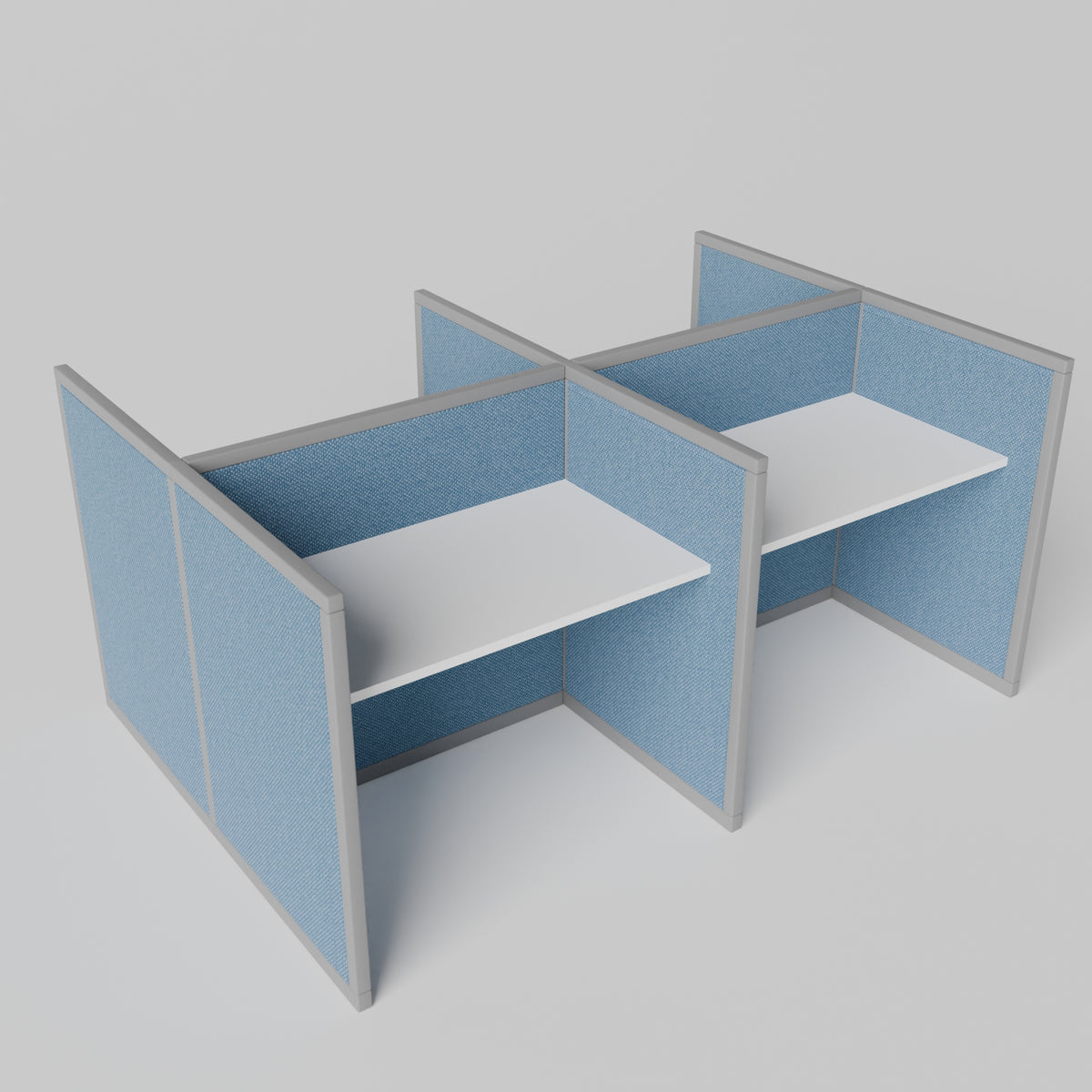 Steelcase Avenir Fabric Panel Workstation - Straight - Set of 4 - Gray Frame / Blue Panel / 42" / 48W x 30D