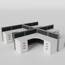 Steelcase Avenir Fabric Panel Workstation - L-Shaped - Set of 4 - Gray Frame / Black Panel / 42" / 7' x 7'