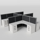 Steelcase Avenir Fabric Panel Workstation - L-Shaped - Set of 4 - Gray Frame / Black Panel / 53" / 7' x 7'