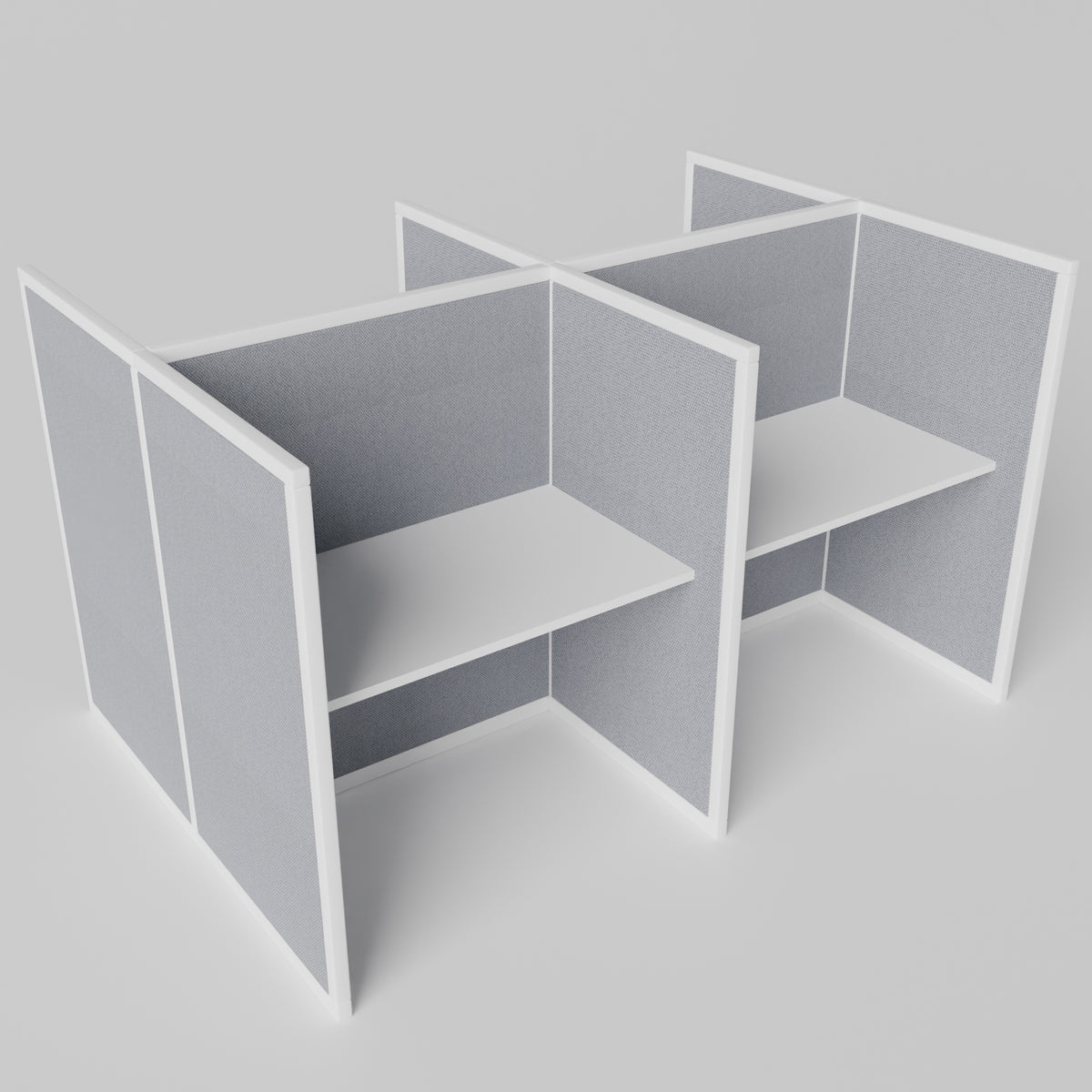 Steelcase Avenir Fabric Panel Workstation - Straight - Set of 4 - White Frame / Gray Panel / 53" / 48W x 30D