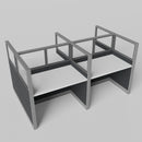 Knoll Reff Glass Panel Workstation - Straight - Set of 4 - Gray Frame / Black Panel / 65" / 60W x 30D