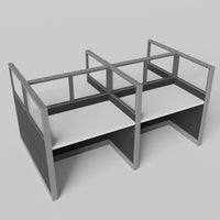Knoll Reff Glass Panel Workstation - Straight - Set of 4 - Gray Frame / Black Panel / 65" / 60W x 30D