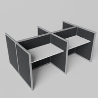 Steelcase Avenir Fabric Panel Workstation - Straight - Set of 4 - Gray Frame / Black Panel / 42" / 48W x 30D