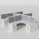 Steelcase Avenir Fabric Panel Workstation - L-Shaped - Set of 4 - White Frame / Gray Panel / 53" / 7' x 7'