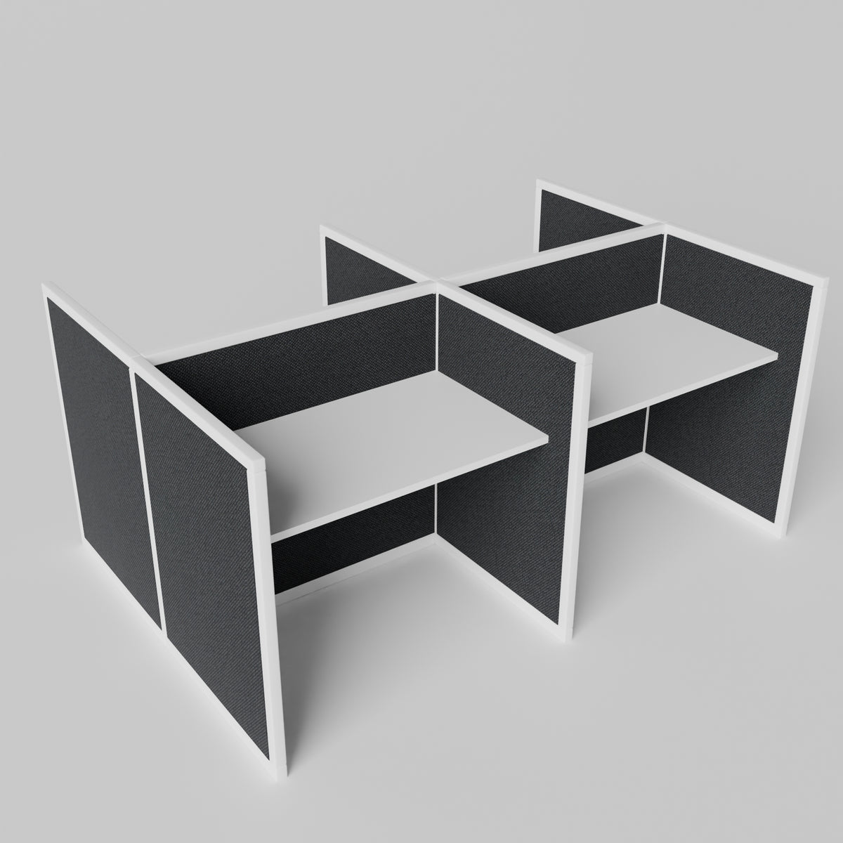 Steelcase Avenir Fabric Panel Workstation - Straight - Set of 4 - White Frame / Black Panel / 42" / 48W x 30D