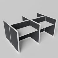 Steelcase Avenir Fabric Panel Workstation - Straight - Set of 4 - White Frame / Black Panel / 42" / 48W x 30D