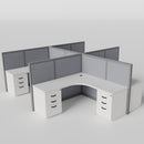 Steelcase Avenir Fabric Panel Workstation - L-Shaped - Set of 4 - Gray Frame / Gray Panel / 53" / 7' x 7'