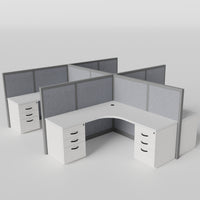 Steelcase Avenir Fabric Panel Workstation - L-Shaped - Set of 4 - Gray Frame / Gray Panel / 53" / 7' x 7'