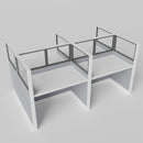 Knoll Reff Glass Panel Workstation - Straight - Set of 4 - White Frame / Gray Panel / 65" / 60W x 30D