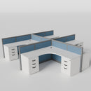 Steelcase Avenir Fabric Panel Workstation - L-Shaped - Set of 4 - Gray Frame / Blue Panel / 42" / 7' x 7'