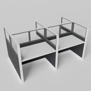 Knoll Reff Glass Panel Workstation - Straight - Set of 4 - White Frame / Black Panel / 65" / 60W x 30D