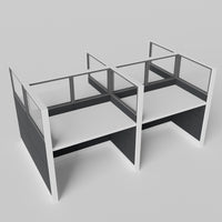 Knoll Reff Glass Panel Workstation - Straight - Set of 4 - White Frame / Black Panel / 65" / 60W x 30D