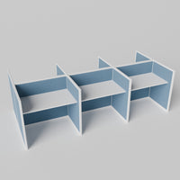 Steelcase Avenir Fabric Panel Workstation - Straight - Set of 6 - White Frame / Blue Panel / 42" / 48W x 30D