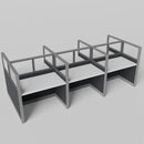 Knoll Reff Glass Panel Workstation - Straight - Set of 6 - Gray Frame / Black Panel / 65" / 60W x 30D
