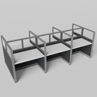 Knoll Reff Glass Panel Workstation - Straight - Set of 6 - Gray Frame / Black Panel / 65" / 60W x 30D