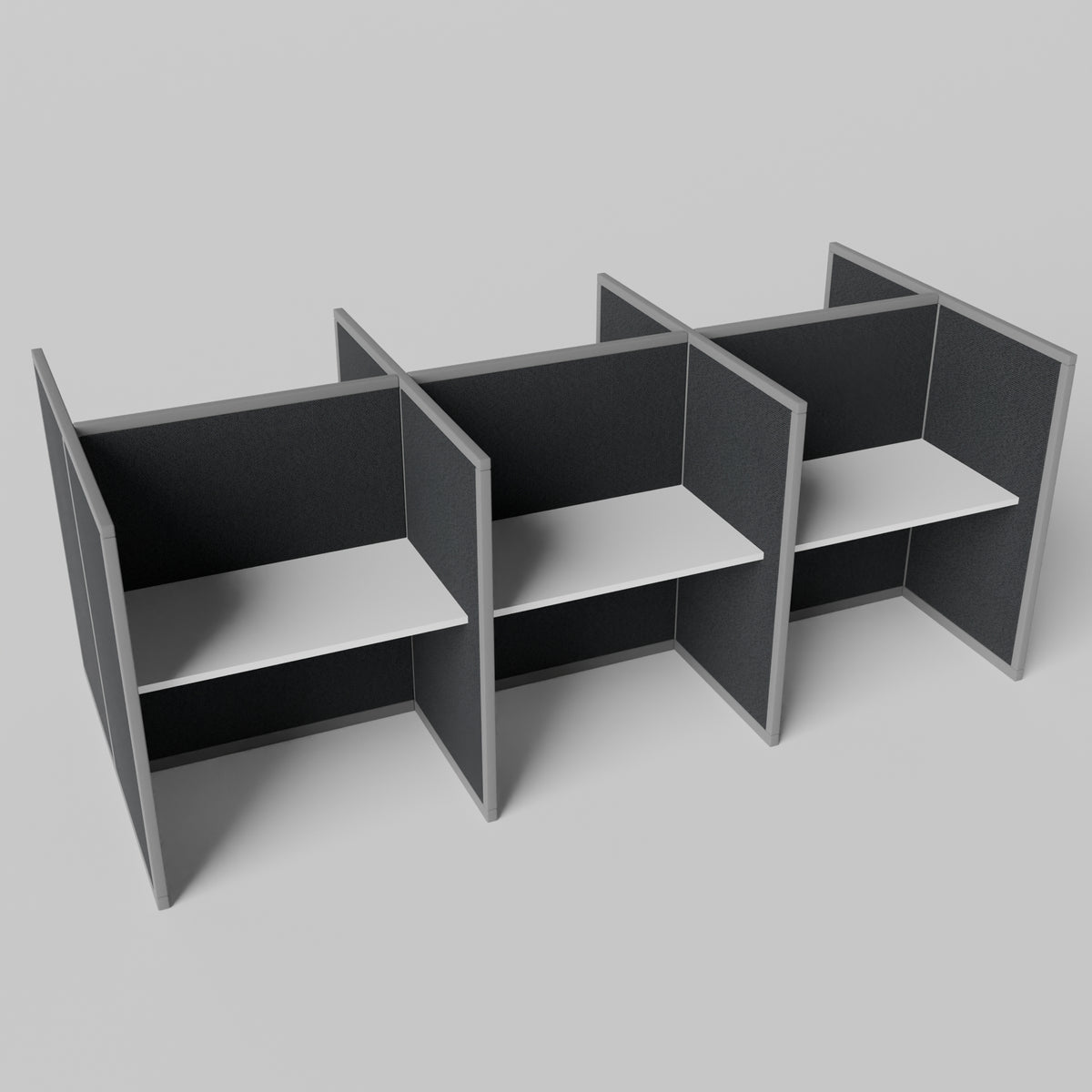 Steelcase Avenir Fabric Panel Workstation - Straight - Set of 6 - Gray Frame / Black Panel / 53" / 48W x 30D