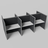 Steelcase Avenir Fabric Panel Workstation - Straight - Set of 6 - Gray Frame / Black Panel / 53" / 48W x 30D