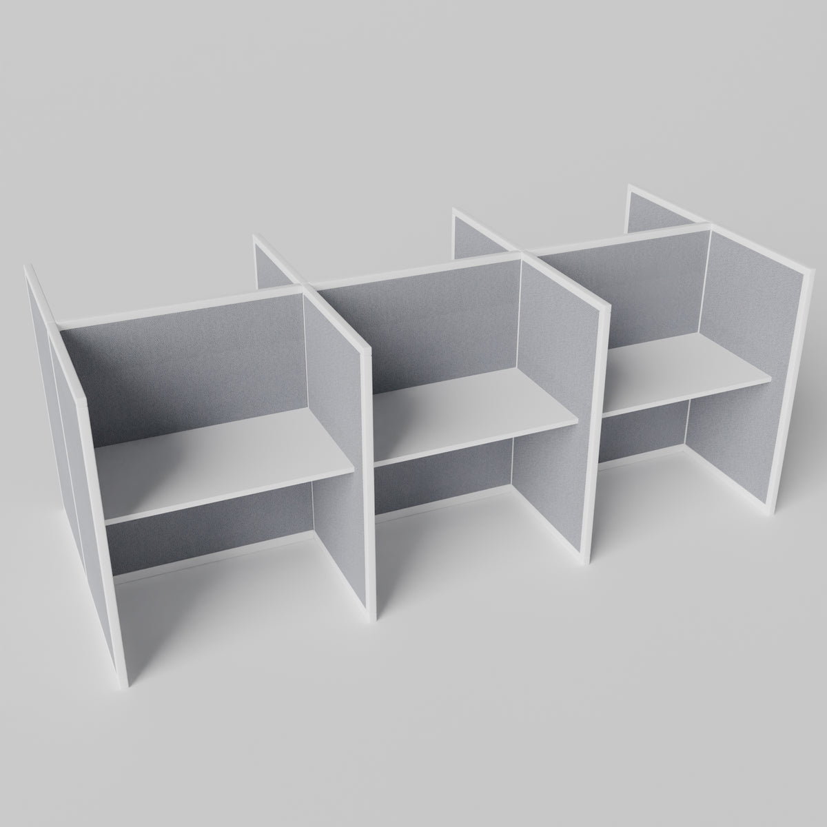 Steelcase Avenir Fabric Panel Workstation - Straight - Set of 6 - White Frame / Gray Panel / 53" / 48W x 30D