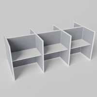 Steelcase Avenir Fabric Panel Workstation - Straight - Set of 6 - White Frame / Gray Panel / 53" / 48W x 30D