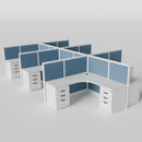 Steelcase Avenir Fabric Panel Workstation - L-Shaped - Set of 6 - White Frame / Blue Panel / 53" / 7' x 7'