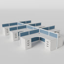 Steelcase Avenir Fabric Panel Workstation - L-Shaped - Set of 6 - White Frame / Blue Panel / 42" / 7' x 7'