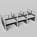 Knoll Reff Glass Panel Workstation - Straight - Set of 6 - White Frame / Black Panel / 65" / 60W x 30D
