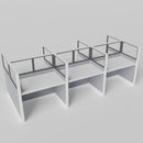 Knoll Reff Glass Panel Workstation - Straight - Set of 6 - White Frame / Gray Panel / 65" / 60W x 30D
