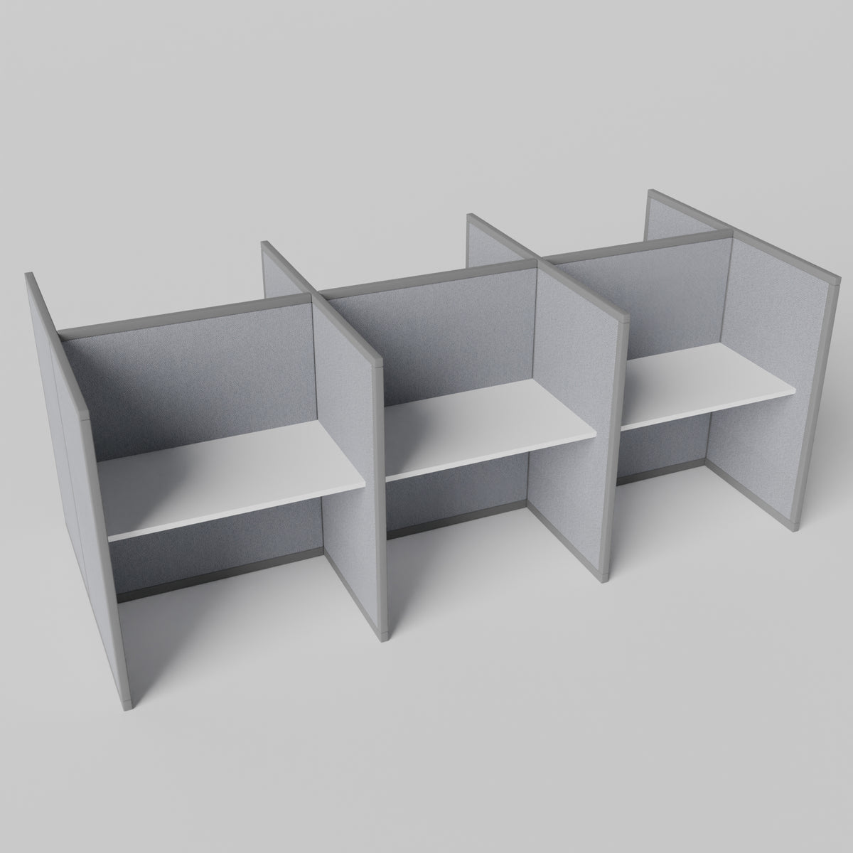 Steelcase Avenir Fabric Panel Workstation - Straight - Set of 6 - Gray Frame / Gray Panel / 53" / 48W x 30D