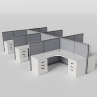 Steelcase Avenir Fabric Panel Workstation - L-Shaped - Set of 6 - Gray Frame / Gray Panel / 53" / 7' x 7'