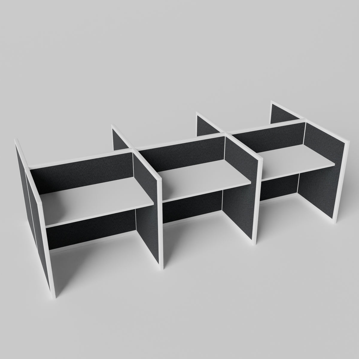 Steelcase Avenir Fabric Panel Workstation - Straight - Set of 6 - White Frame / Black Panel / 42" / 48W x 30D