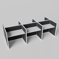 Steelcase Avenir Fabric Panel Workstation - Straight - Set of 6 - White Frame / Black Panel / 42" / 48W x 30D
