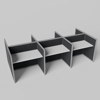 Steelcase Avenir Fabric Panel Workstation - Straight - Set of 6 - Gray Frame / Black Panel / 42" / 48W x 30D