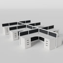 Steelcase Avenir Fabric Panel Workstation - L-Shaped - Set of 6 - White Frame / Black Panel / 42" / 7' x 7'